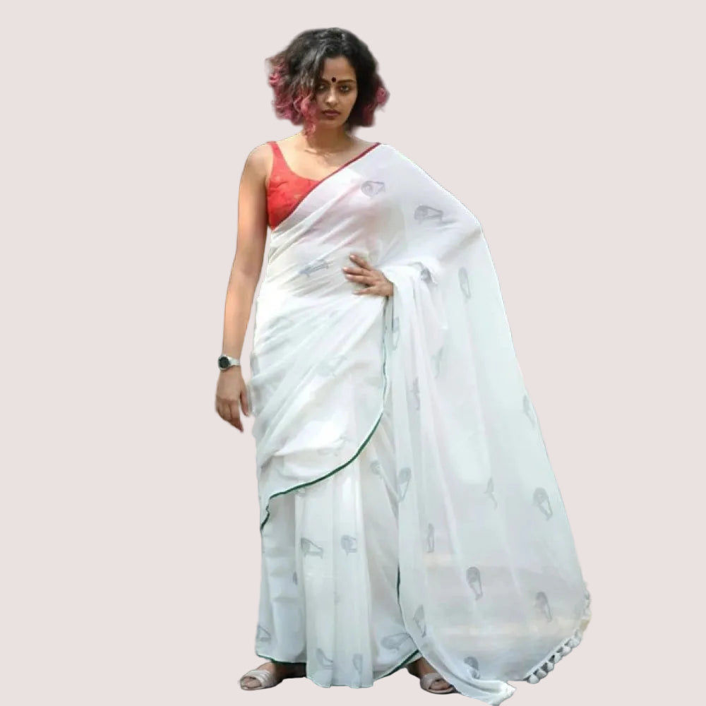 Minimalist Linen Saree