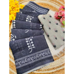Grey Linen Printed Saree