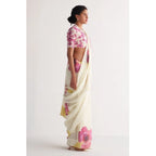 White Floral Linen Saree