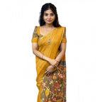 Mustard Yellow Linen Saree