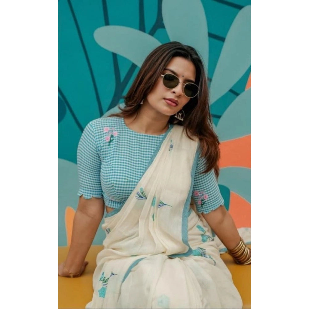 Casual White Linen Saree
