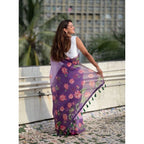 Purple Flower Print Saree