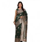Green Printed Banarasi Silk Saree