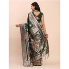 Green Printed Banarasi Silk Saree
