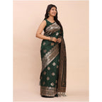 Green Printed Banarasi Silk Saree