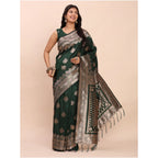Green Printed Banarasi Silk Saree