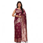 Purple Printed Banarasi Silk Saree