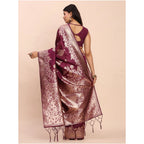 Purple Printed Banarasi Silk Saree