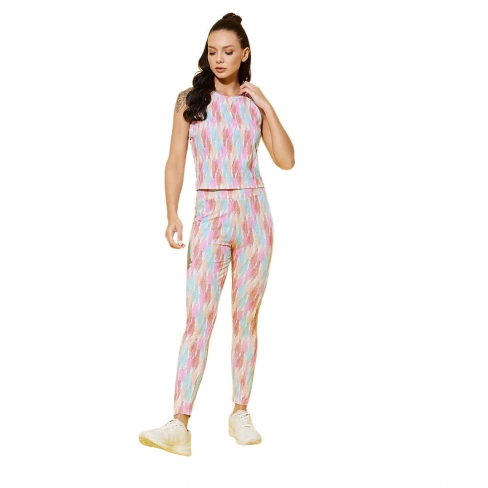 Polyester Lycra Printed Active Wear Set