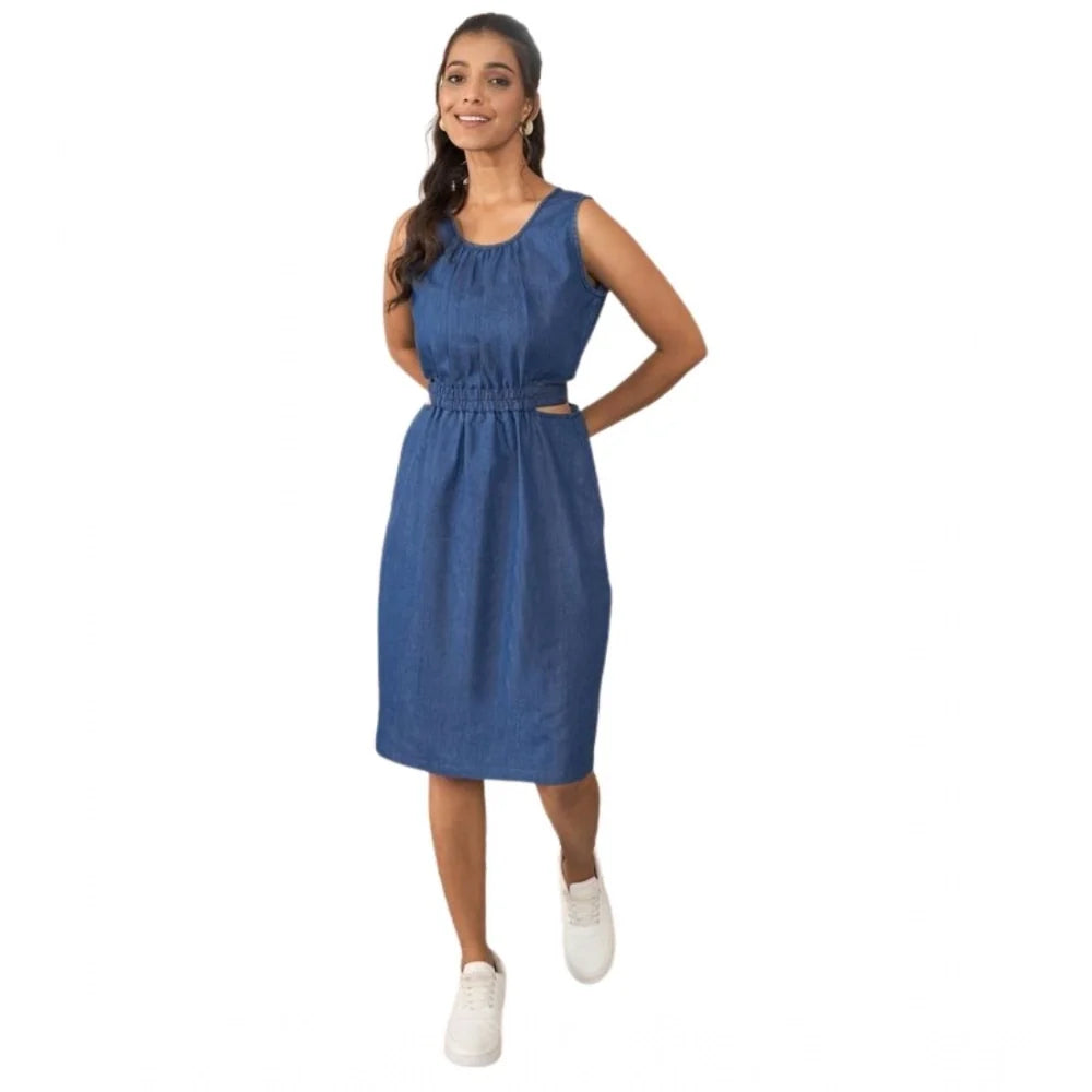 Blue Sleeveless Denim Dress