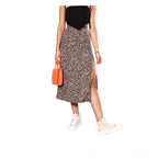 Floral Print Side-Zip Midi Skirt