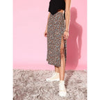 Floral Print Side-Zip Midi Skirt