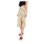White Floral Print Side-Zip Midi Skirt