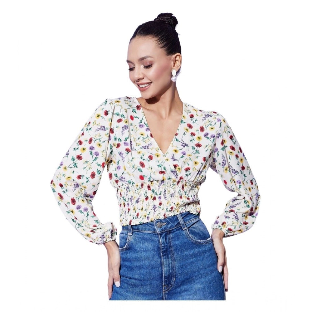 Polyester Floral Long Sleeves Top