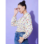 Polyester Floral Long Sleeves Top