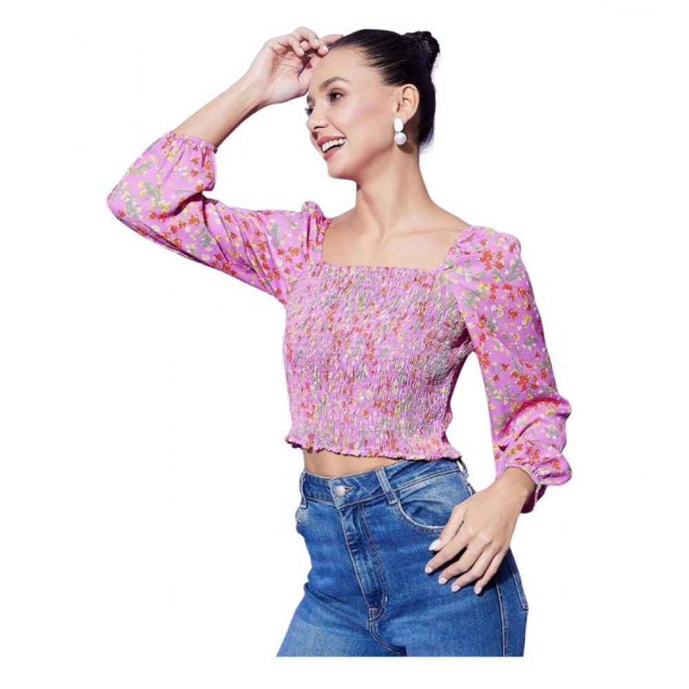 Ditsy Print Smocked Top