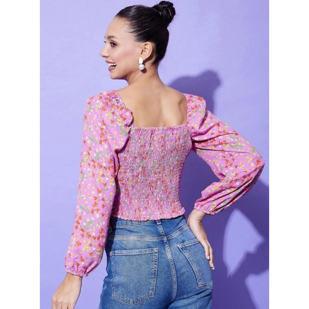 Ditsy Print Smocked Top