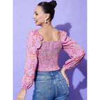 Ditsy Print Smocked Top