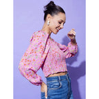 Ditsy Print Smocked Top