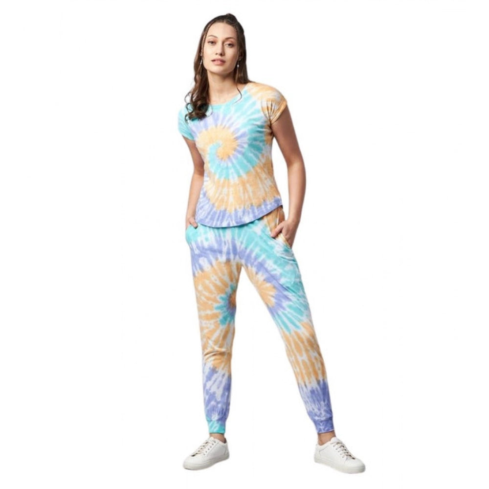 Cotton Tie And Dye Short Sleeve Tracksuit