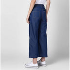 Denim Solid Elasticated Trousers