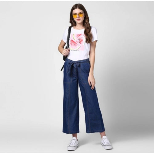 Denim Solid Elasticated Trousers