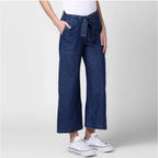 Denim Solid Elasticated Trousers