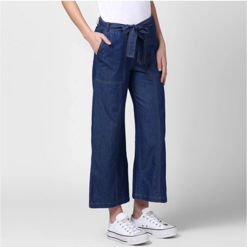 Denim Solid Elasticated Trousers