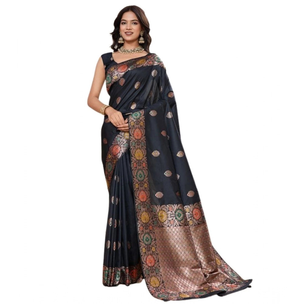 Black Woven Banarasi Silk Saree