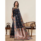 Black Woven Banarasi Silk Saree