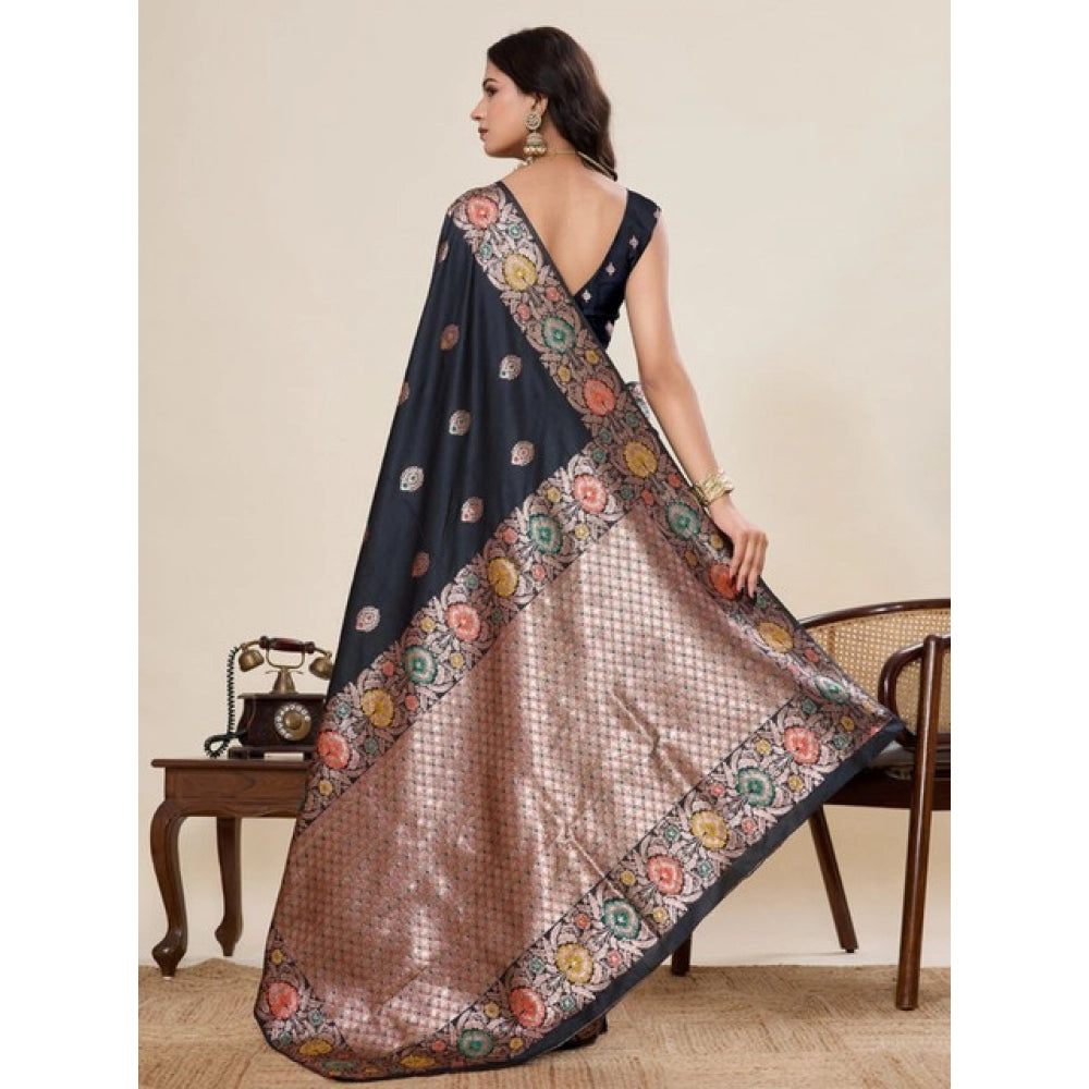 Black Woven Banarasi Silk Saree