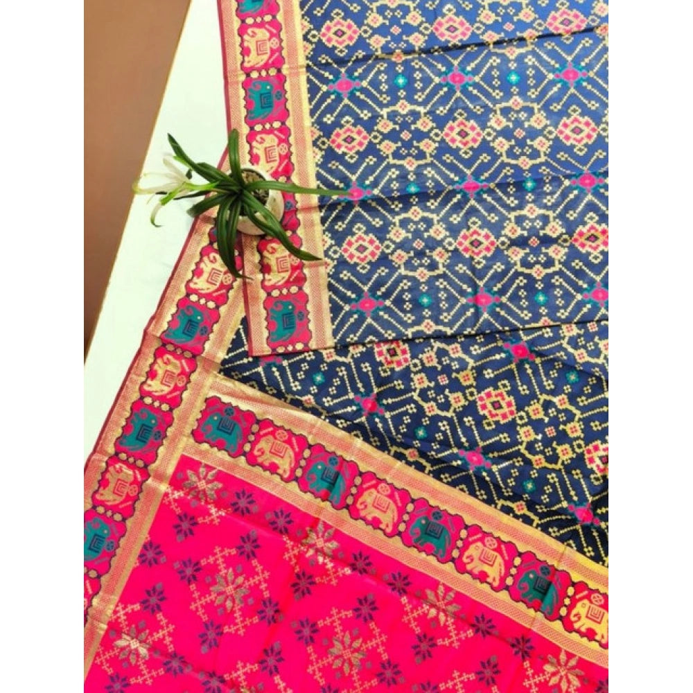 Navy Patola Silk Meena And Zari Woven Saree