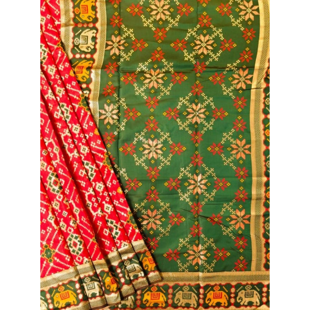 Red and Green Patola Silk Saree