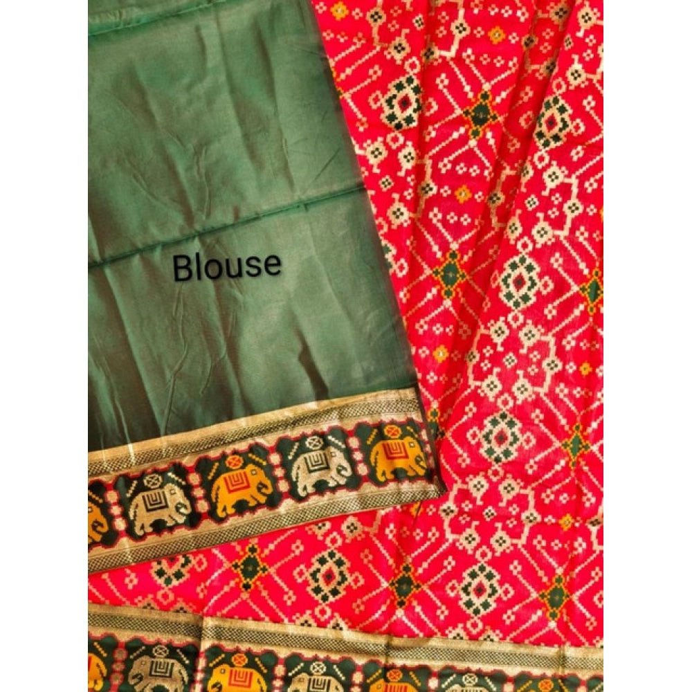 Red and Green Patola Silk Saree