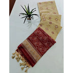 Beige Raw Silk Ikkat Saree