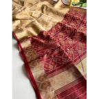 Beige Raw Silk Ikkat Saree