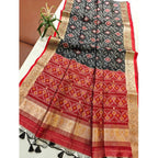 Raw Silk Ikkat Saree (Black)