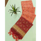 Raw Silk Ikkat Saree (Peach)