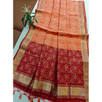 Raw Silk Ikkat Saree (Peach)
