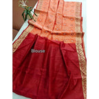 Raw Silk Ikkat Saree (Peach)