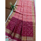 Pink Raw Silk Ikkat Saree