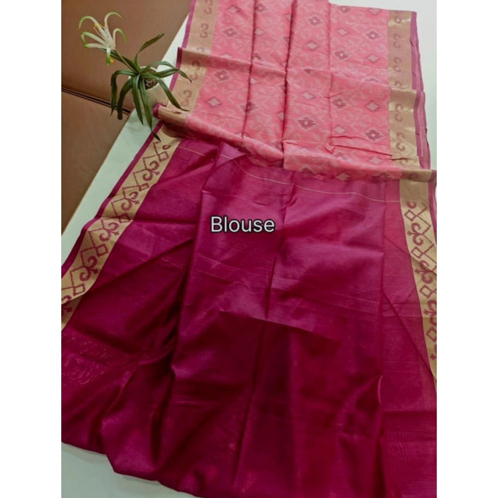 Pink Raw Silk Ikkat Saree