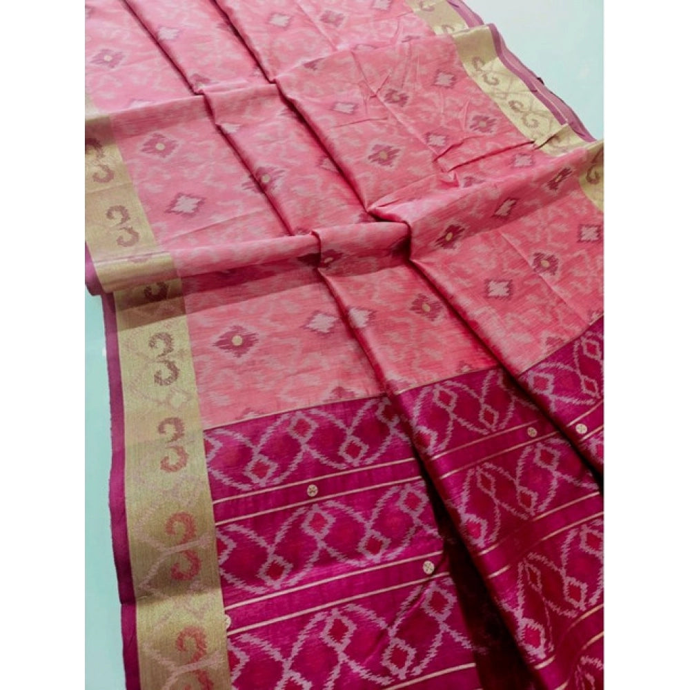 Pink Raw Silk Ikkat Saree