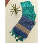 Sky Blue Raw Silk Ikkat Saree