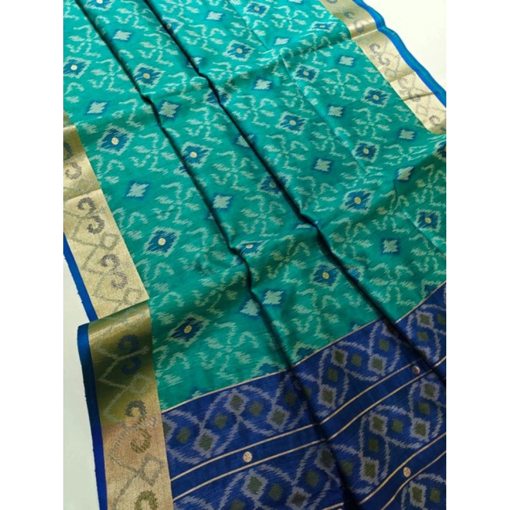 Sky Blue Raw Silk Ikkat Saree