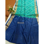 Sky Blue Raw Silk Ikkat Saree