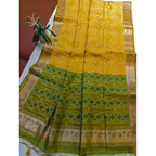 Yellow Raw Silk Ikkat Saree