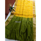 Yellow Raw Silk Ikkat Saree