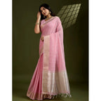 Light Pink Tissue Checks Saree