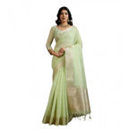 Light Green Tissue Checks Saree